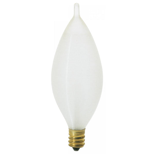 image of 25 Watt C11 Incandescent - Spun White - 4000 Average rated hours - 160 Lumens - Candelabra base - 120 Volt - Carded
