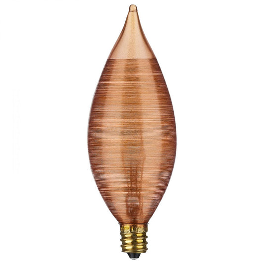 25 Watt C11 Incandescent - Spun Amber - 4000 Average rated hours - Candelabra base - 120 Volt - Carded