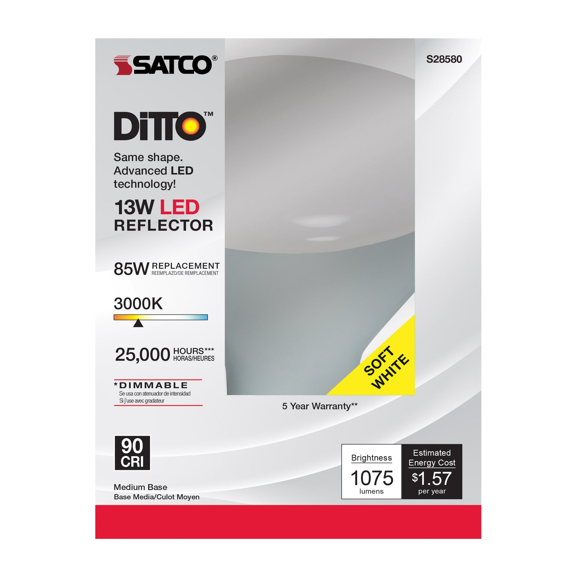 image of 13 Watt - BR40 LED - 3000K - Medium base - 120 Volt