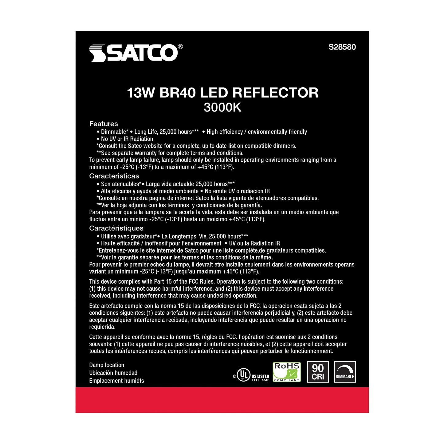 image of 13 Watt - BR40 LED - 3000K - Medium base - 120 Volt