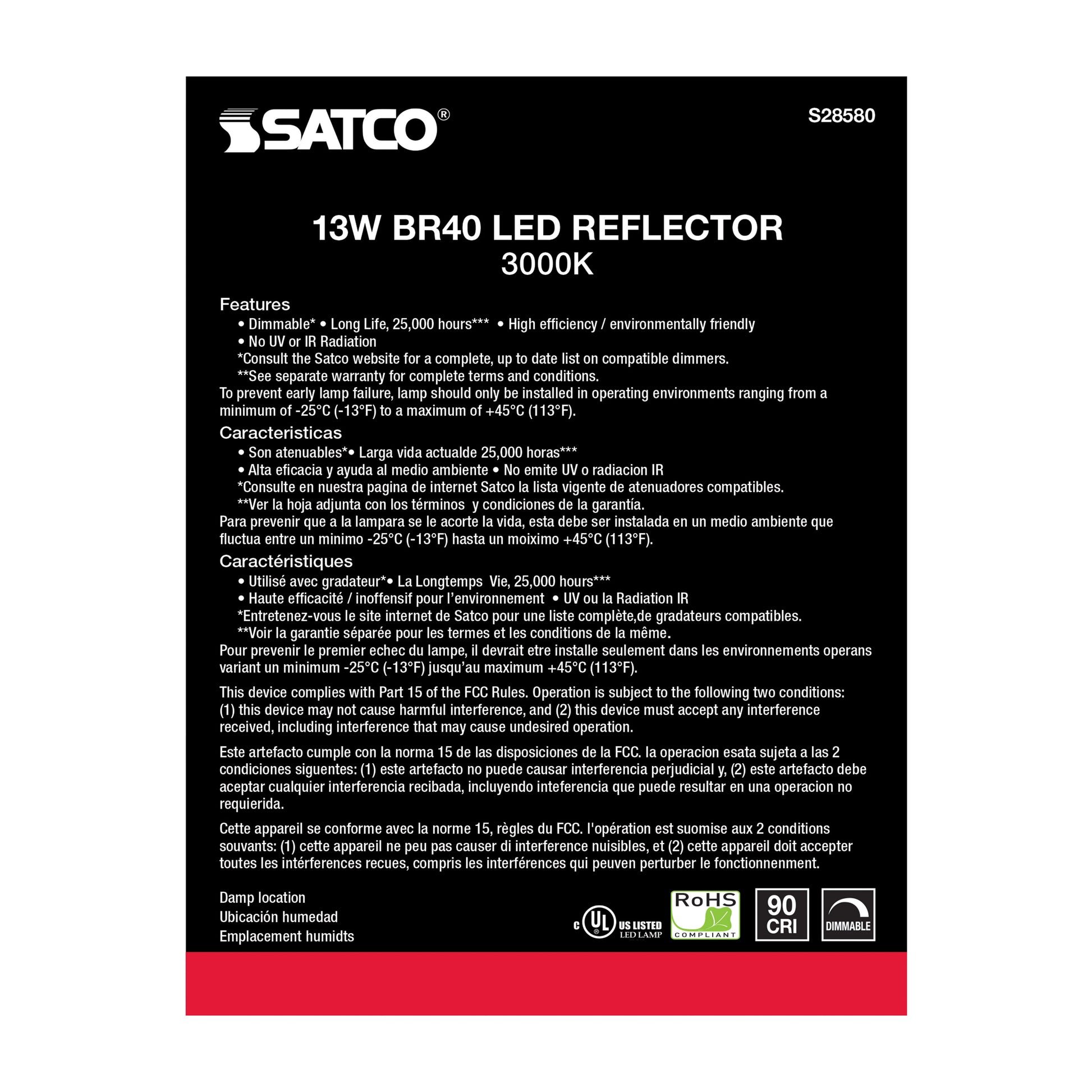 image of 13 Watt - BR40 LED - 3000K - Medium base - 120 Volt