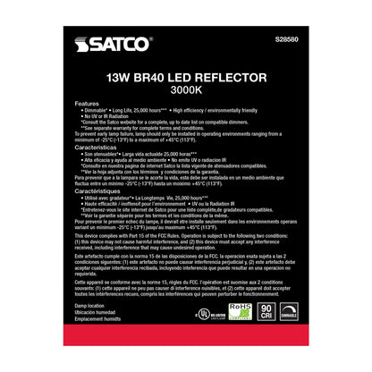 image of 13 Watt - BR40 LED - 3000K - Medium base - 120 Volt
