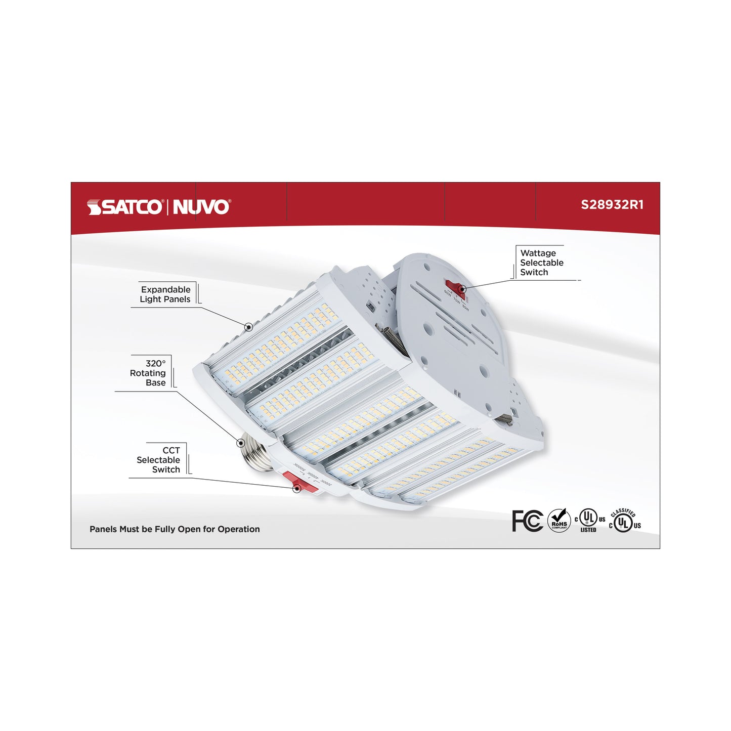 image of LED Shoe Box Lamp - 60/70/80 Wattage Selectable - 3K/4K/5K CCT Selectable - 120-277 Volt - White Finish