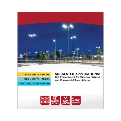 image of LED Shoe Box Lamp - 60/70/80 Wattage Selectable - 3K/4K/5K CCT Selectable - 120-277 Volt - White Finish