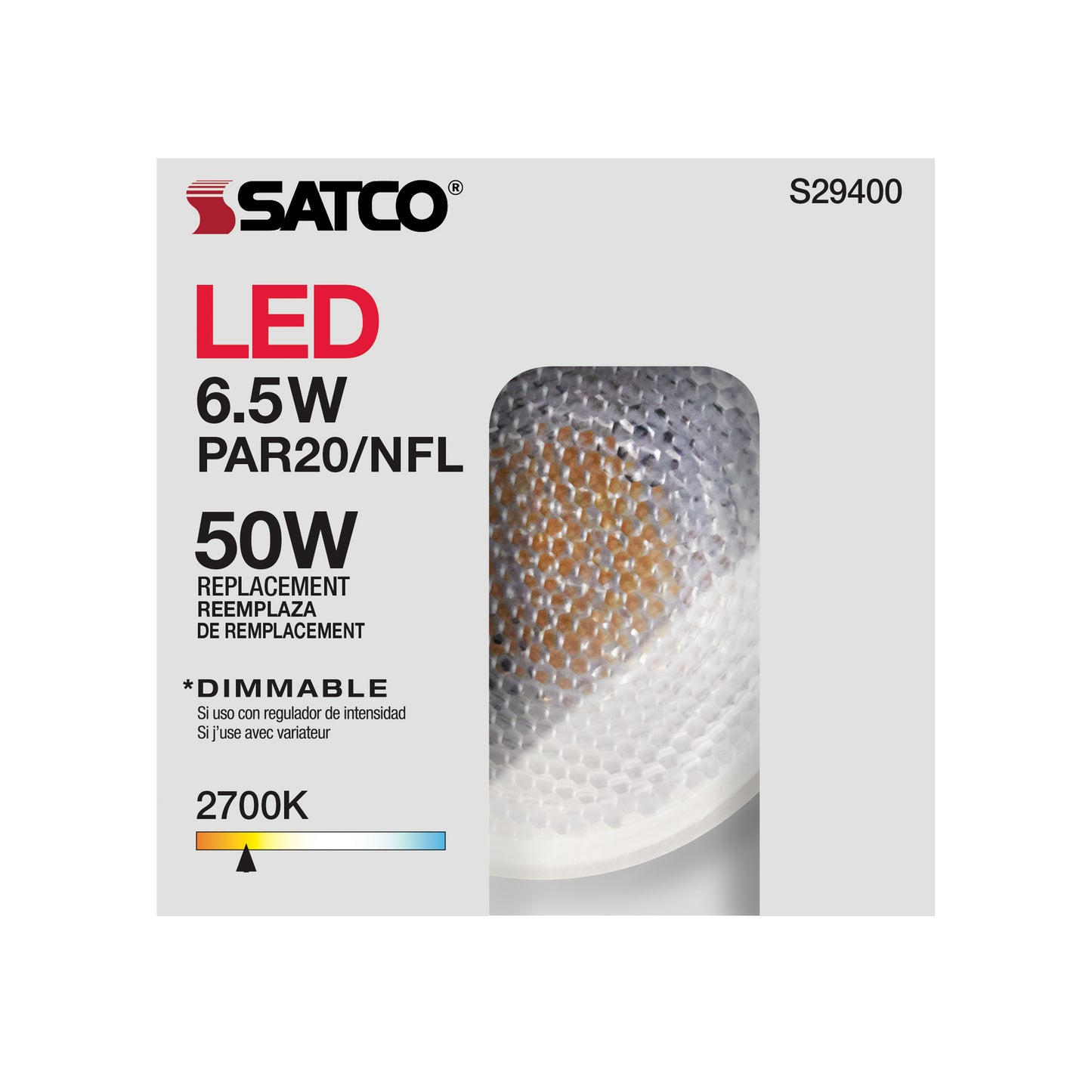 image of 6.5 Watt - PAR20 LED - 2700K - 25 deg. Beam Angle - Medium base - 120 Volt