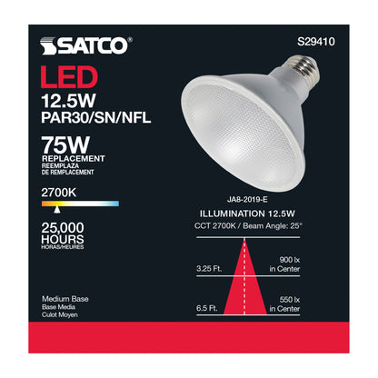 image of 12.5 Watt - PAR30SN LED - 2700K - 25 deg. Beam Angle - Medium base - 120 Volt