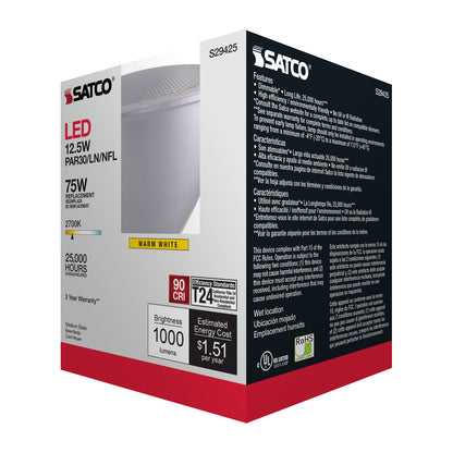 image of 12.5 Watt - PAR30LN LED - 2700K - 25 deg. Beam Angle - Medium base - 120 Volt