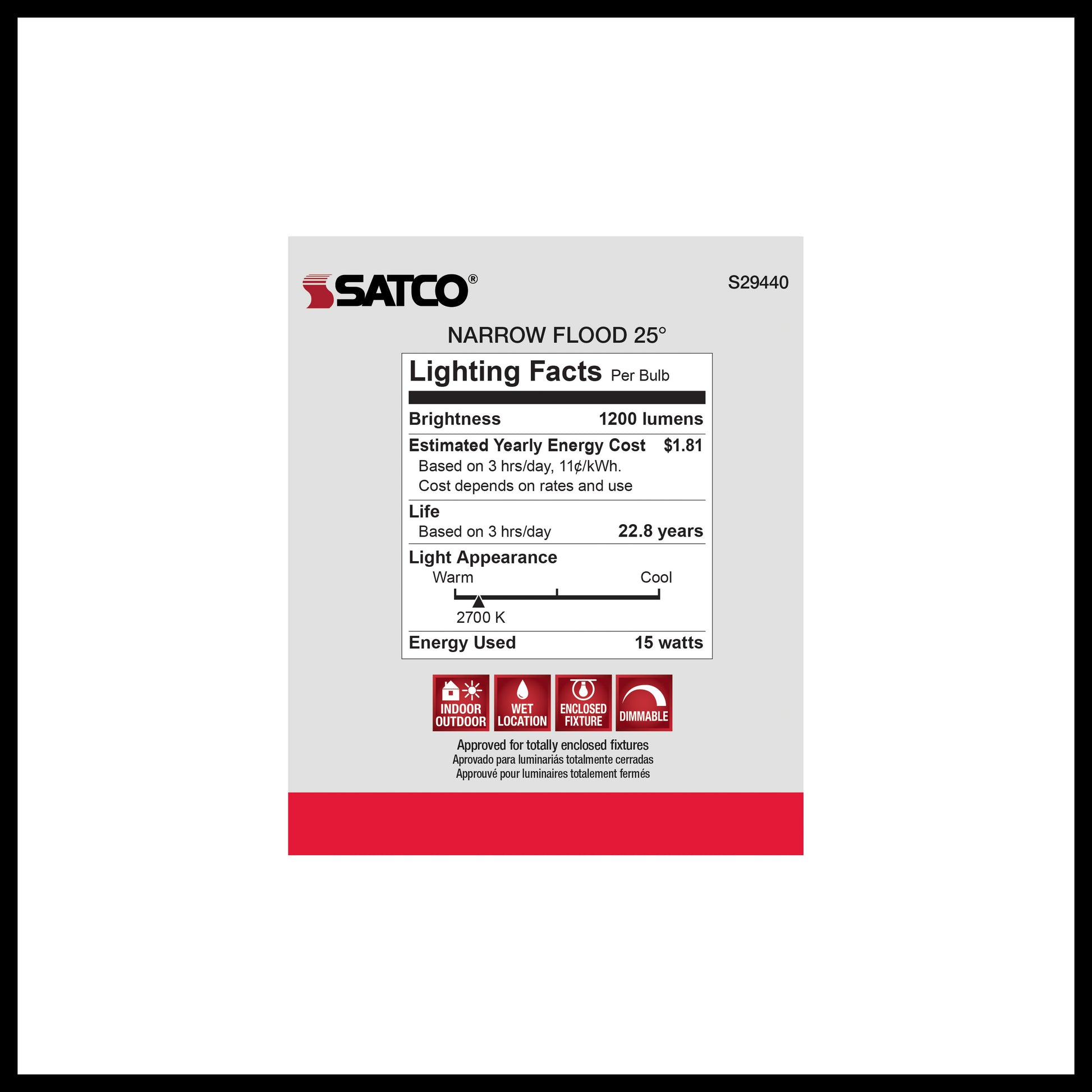 image of 15 Watt - PAR38 LED - 2700K - 25 deg. Beam Angle - Medium base - 120 Volt