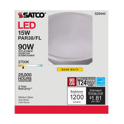 image of 15 Watt - PAR38 LED - 2700K - 40 deg. Beam Angle - Medium base - 120 Volt