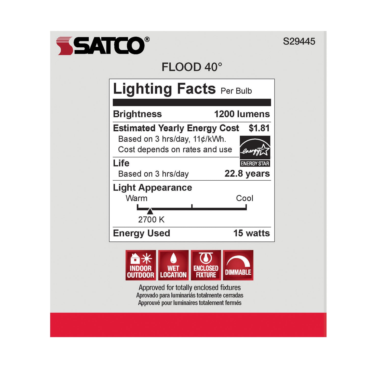 image of 15 Watt - PAR38 LED - 2700K - 40 deg. Beam Angle - Medium base - 120 Volt