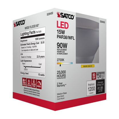 image of 15 Watt - PAR38 LED - 2700K - 60 deg. Beam Angle - Medium base - 120 Volt