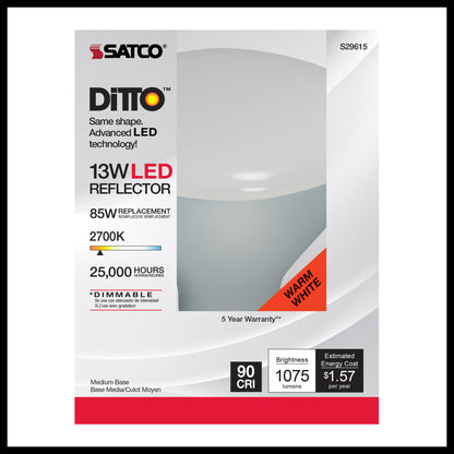 image of 13 Watt - BR40 LED - 2700K - Medium base - 120 Volt