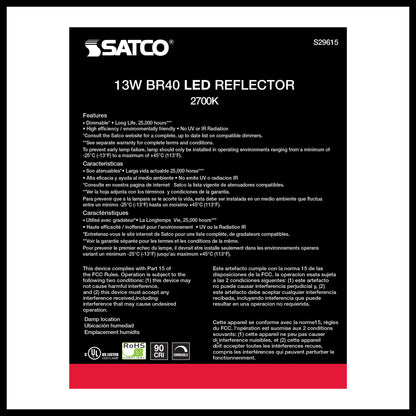 image of 13 Watt - BR40 LED - 2700K - Medium base - 120 Volt