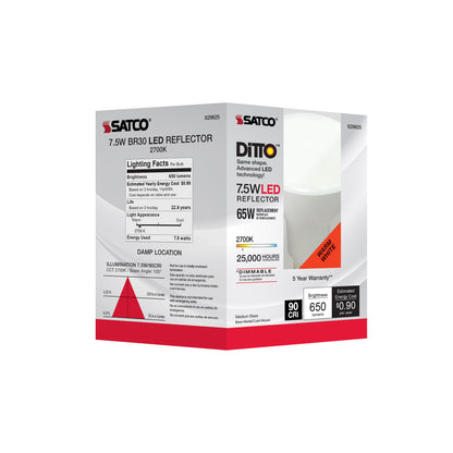 image of 7.5 Watt - BR30 LED - 2700K - Medium base - 120 Volt