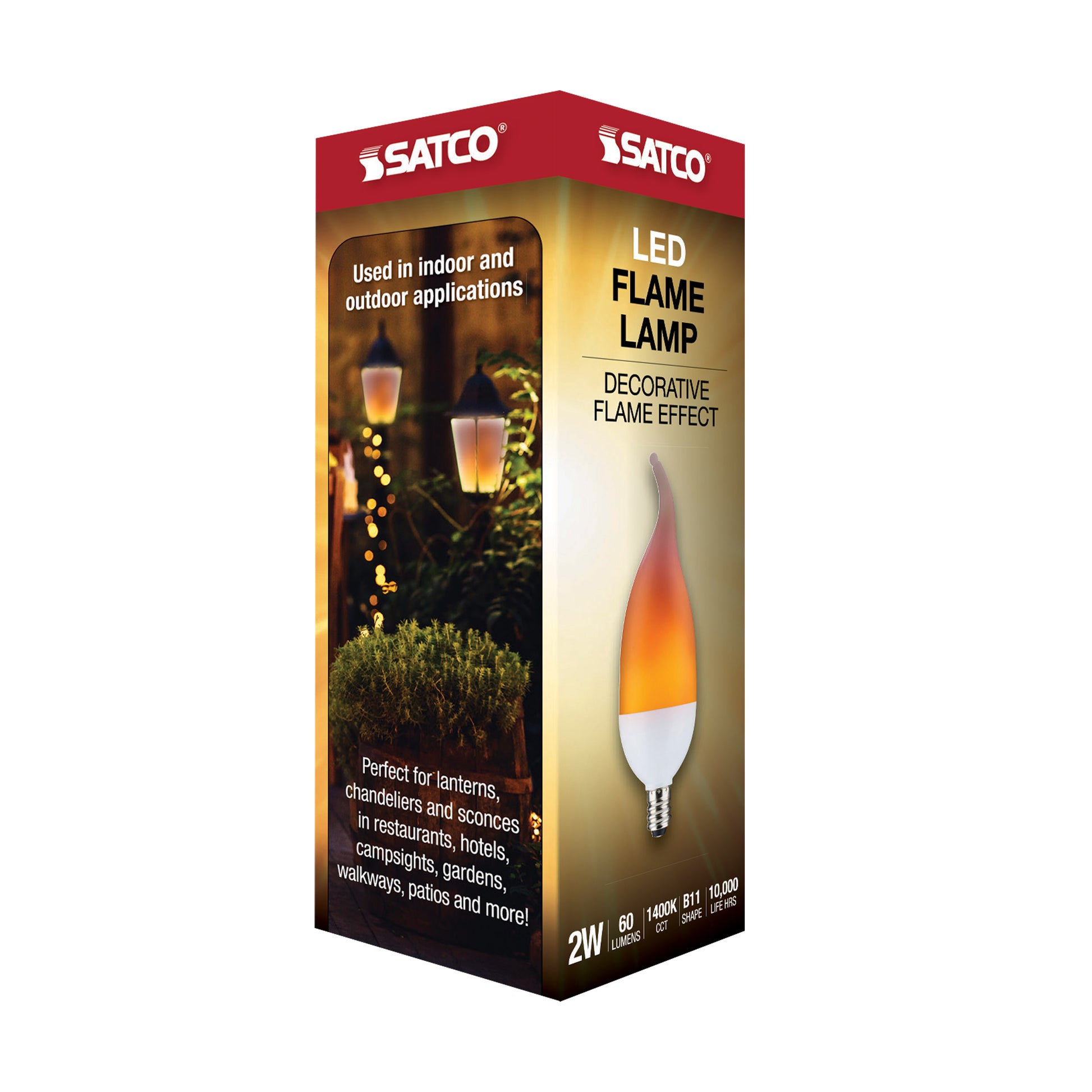 image of 2 Watt LED Flame Bulb - B11 - Candelabra base - 120 Volt