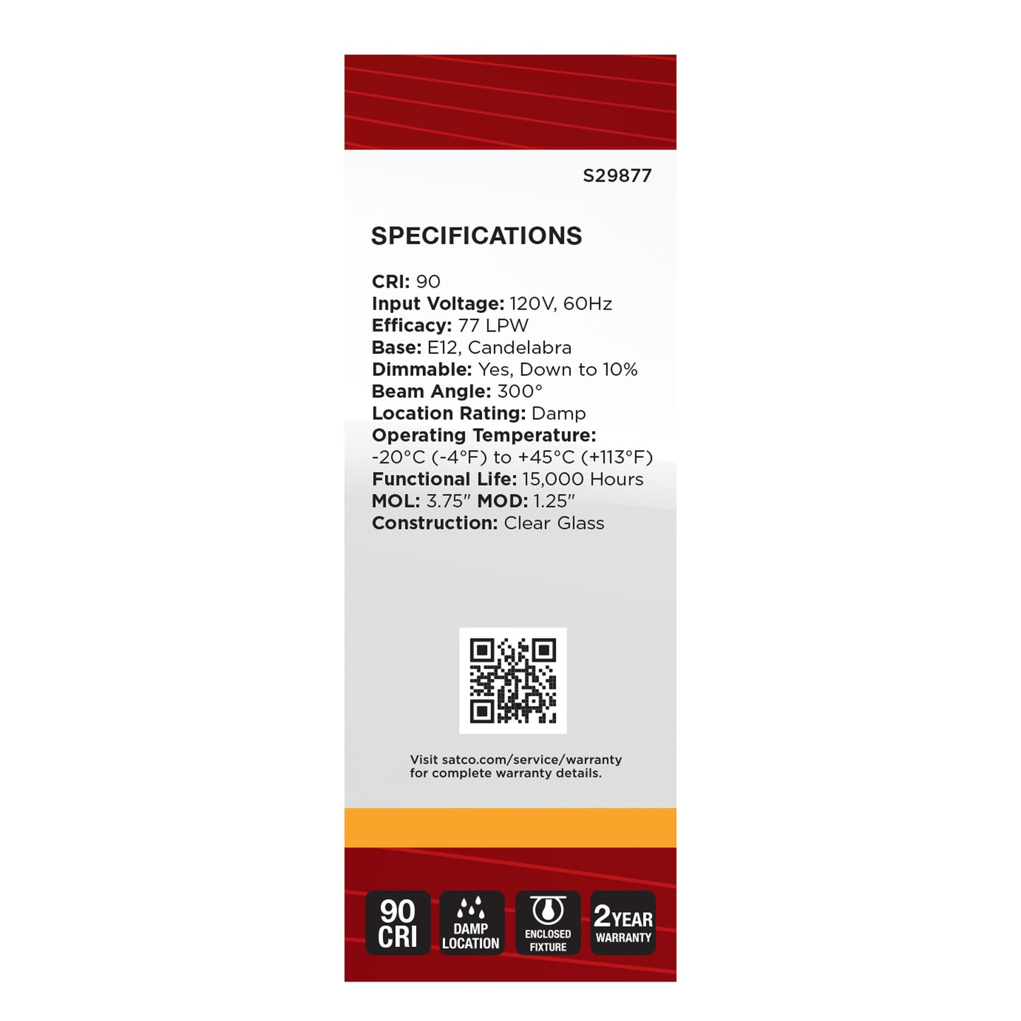 image of 4.5 Watt B11 LED - Clear - Candelabra base - 2700K - 350 Lumens - 120 Volt