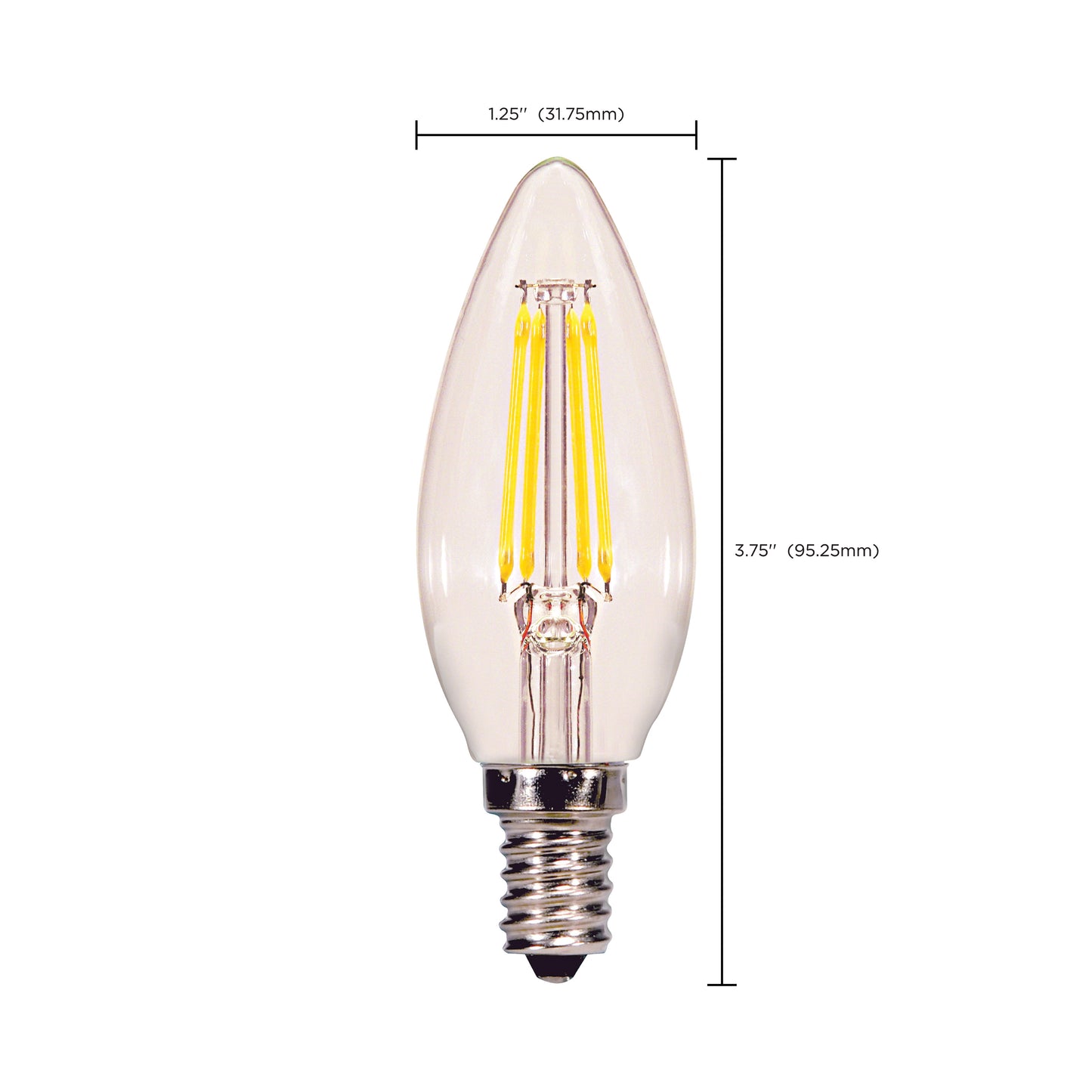 image of 4.5 Watt B11 LED - Clear - Candelabra base - 2700K - 350 Lumens - 120 Volt