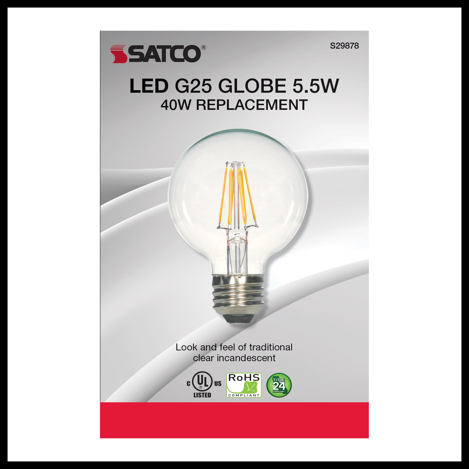 image of 5.5 Watt G25 LED - Clear - Medium base - 2700K - 500 Lumens - 120 Volt
