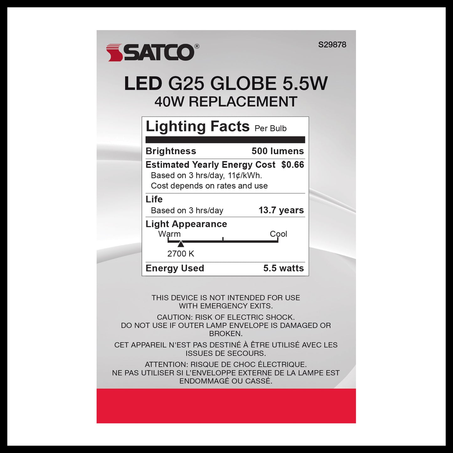 image of 5.5 Watt G25 LED - Clear - Medium base - 2700K - 500 Lumens - 120 Volt