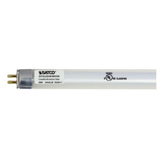 25 Watt T5 LED - Miniature bi-pin base - 5000K - 50000 Average rated hours - 3500 Lumens - Type A - Ballast dependent - Shatter Proof