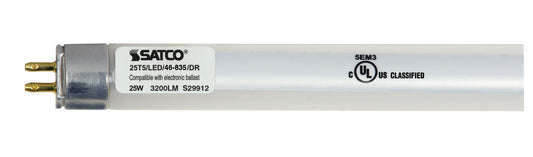 image of 25 Watt T5 LED - Miniature bi-pin base - 3500K - 50000 Average rated hours - 3500 Lumens - Type A - Ballast dependent