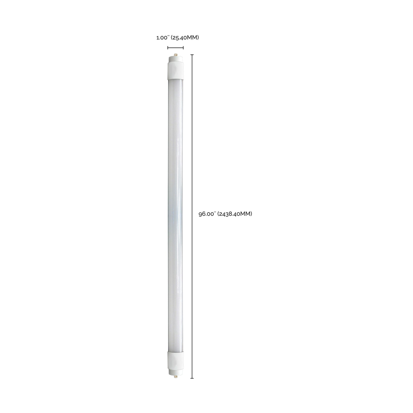 image of 40 Watt - 8 Foot - T8 LED - Single pin base - 3500K - 50000 Average rated hours - 5300 Lumens - Type B - Ballast Bypass - Double Ended Wiring - DLC 5.1