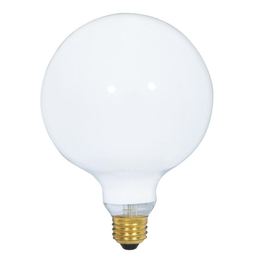 60 Watt G40 Incandescent - Gloss White - 4000 Average rated hours - 550 Lumens - Medium base - 120 Volt