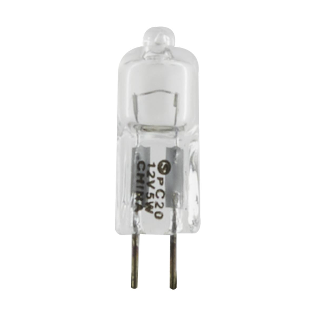 image of 5 Watt - Halogen - T3 - Clear - 2000 Average rated hours - 50 Lumens - Bi Pin G4 base - 12 Volt