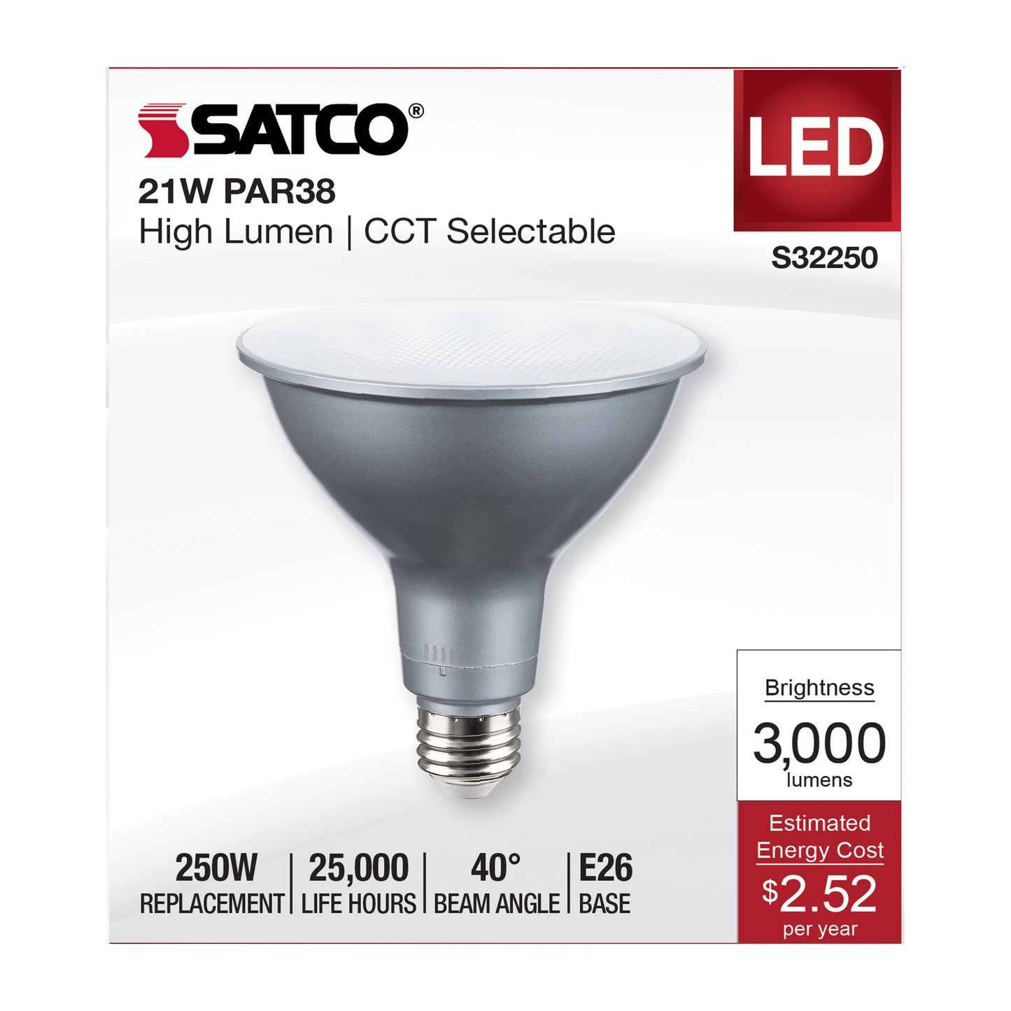 image of 21 Watt PAR38 High Lumen LED - 27K/30K/35K/40K/50K CCT Selectable - Medium Base - 120 Volt
