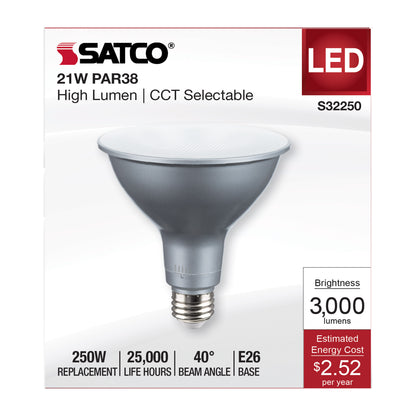 image of 21 Watt PAR38 High Lumen LED - 27K/30K/35K/40K/50K CCT Selectable - Medium Base - 120 Volt