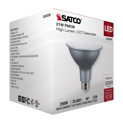 image of 21 Watt PAR38 High Lumen LED - 27K/30K/35K/40K/50K CCT Selectable - Medium Base - 120 Volt