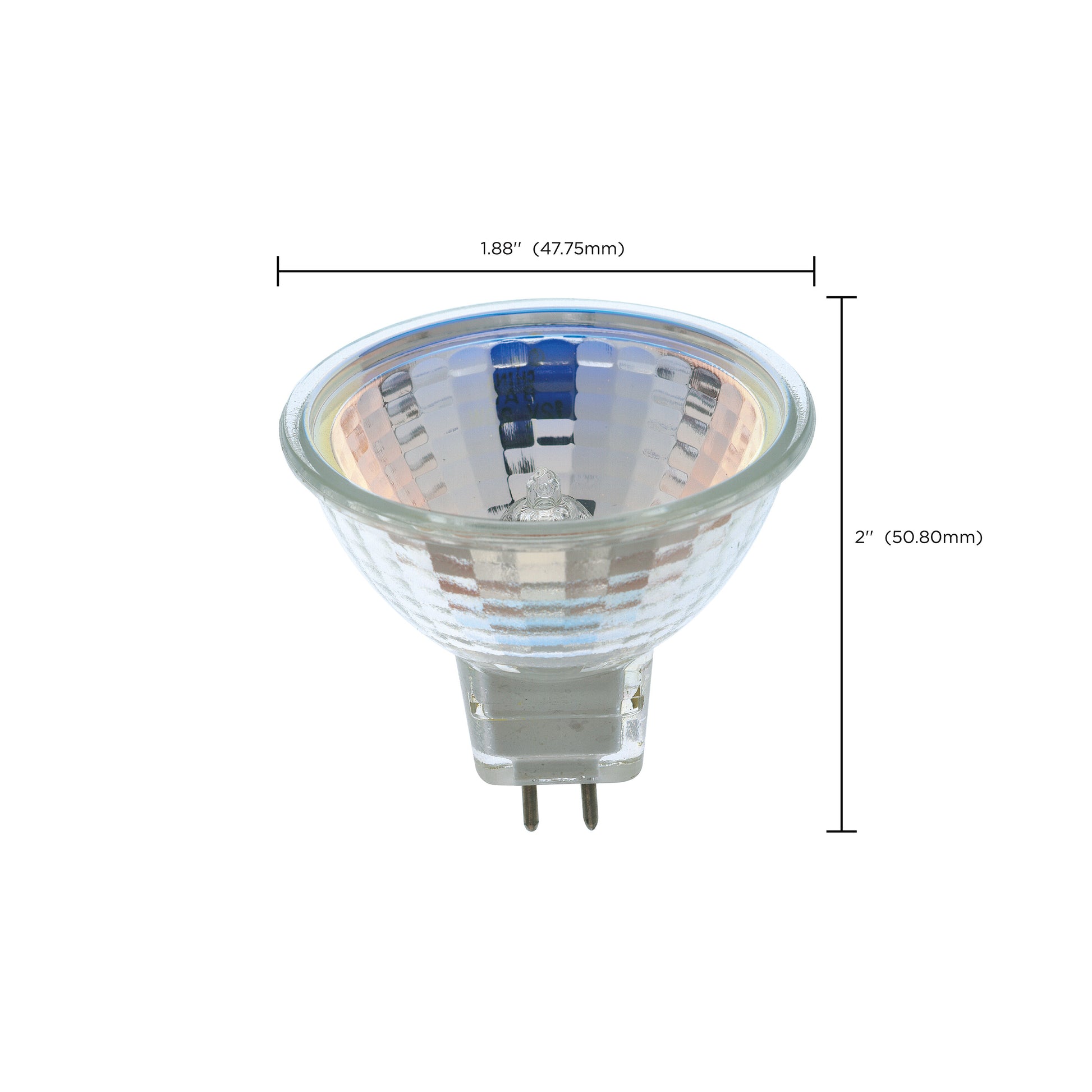 image of 20 Watt - Halogen - MR16 - BAB - 2000 Average rated hours - Miniature 2 Pin Round base - 12 Volt - Carded