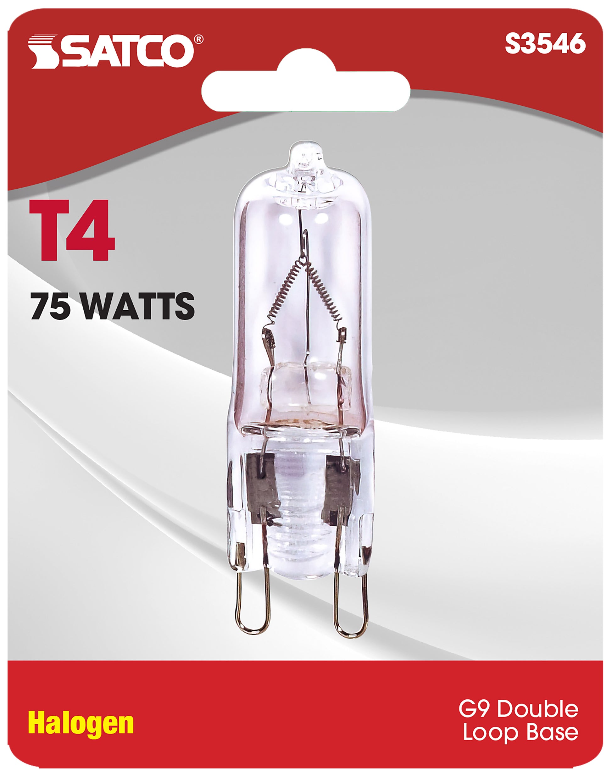 image of 75 Watt - Halogen - T4 - Clear - 2000 Average rated hours - 1250 Lumens - Double Loop base - 120 Volt - Carded