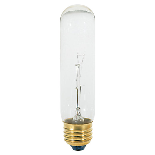 image of 25 Watt T10 Incandescent - Clear - 2000 Average rated hours - 200 Lumens - Medium base - 120 Volt - Carded
