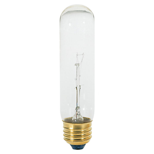 image of 40 Watt T10 Incandescent - Clear - 2000 Average rated hours - 280 Lumens - Medium base - 120 Volt - Carded