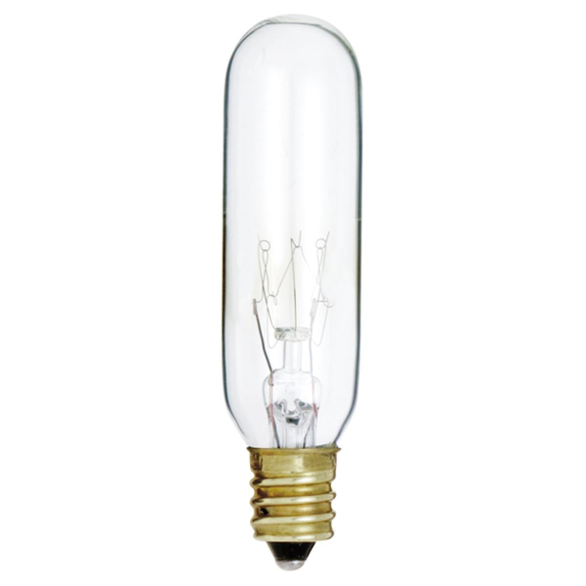 image of 25 Watt - Incandescent - T6 - Clear - 2000 Average rated hours - 180 Lumens - Candelabra base - 120 Volt - Carded