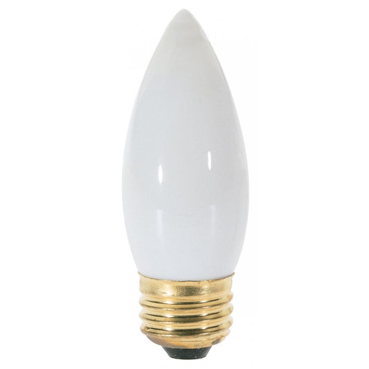 image of 25 Watt B11 Incandescent - White - 1500 Average rated hours - 150 Lumens - Medium base - 120 Volt - 2-Card