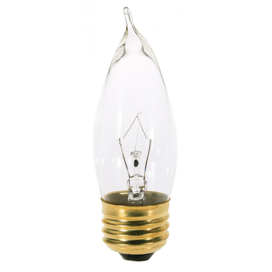 25 Watt CA10 Incandescent - Clear - 1500 Average rated hours - 210 Lumens - Medium base - 120 Volt - 2-Card
