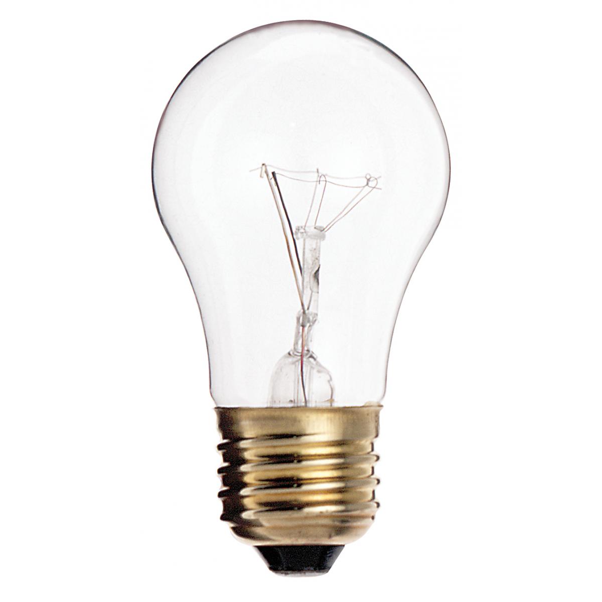 40 Watt A15 Incandescent - Clear - Appliance Lamp - 2500 Average rated hours - 300/225 Lumens - Medium base - 130/120 Volt