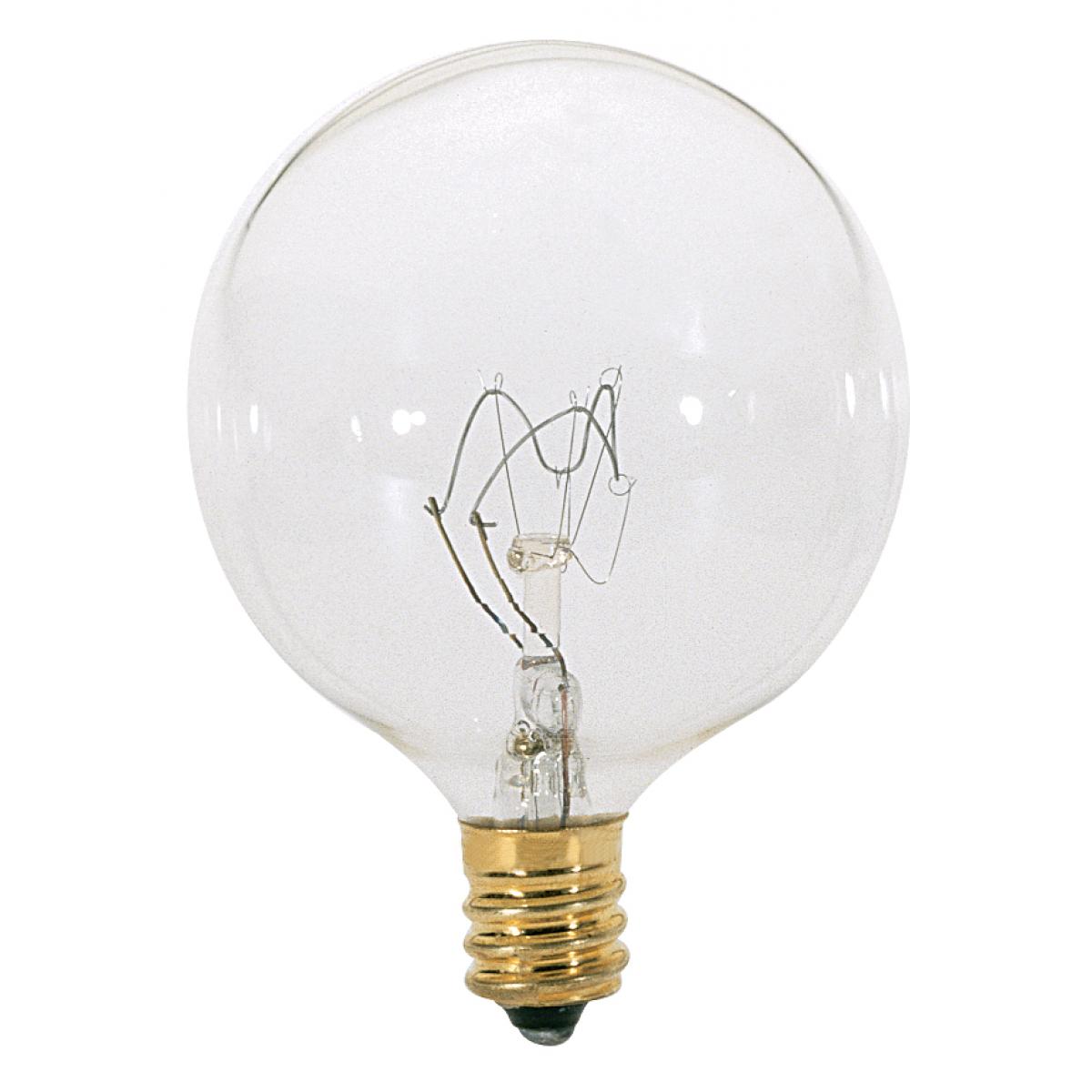 image of 25 Watt G16 1/2 Incandescent - Clear - 1500 Average rated hours - 232 Lumens - Candelabra base - 120 Volt