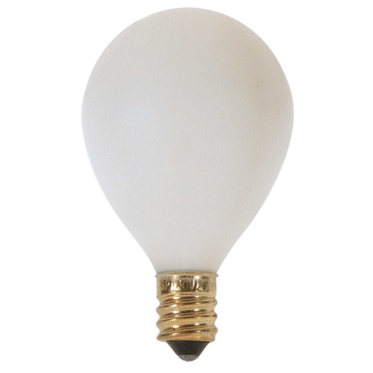 10 Watt G12 1/2 Pear Incandescent - Satin White - 1500 Average rated hours - 50 Lumens - Candelabra base - 120 Volt