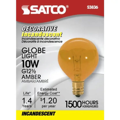 10 Watt G12 1/2 Incandescent - Transparent  - 1500 Average rated hours - Candelabra base - 120 Volt