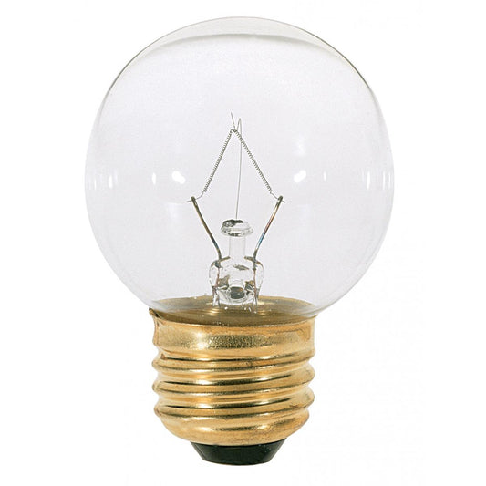 image of 25 Watt G16 1/2 Incandescent - Clear - 1500 Average rated hours - 220 Lumens - Medium base - 120 Volt