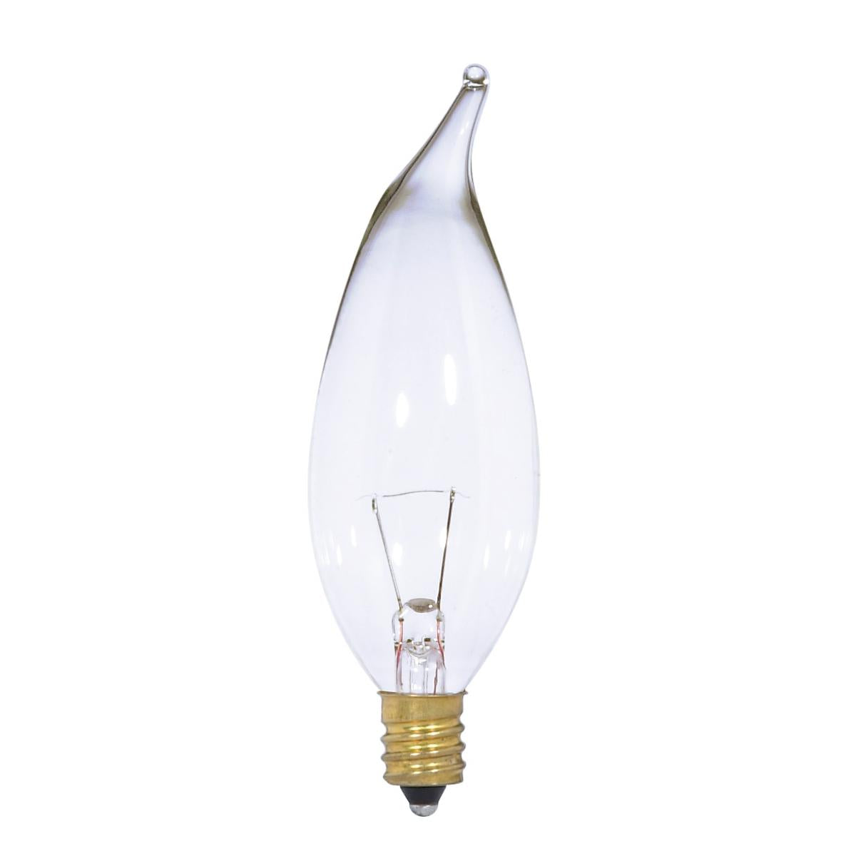 image of 25 Watt CA10 Incandescent - Clear - 1500 Average rated hours - 250 Lumens - Candelabra base - 12 Volt