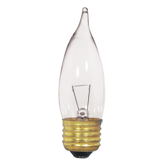 25 Watt CA10 Incandescent - Clear - 1500 Average rated hours - 250 Lumens - Medium base - 12 Volt