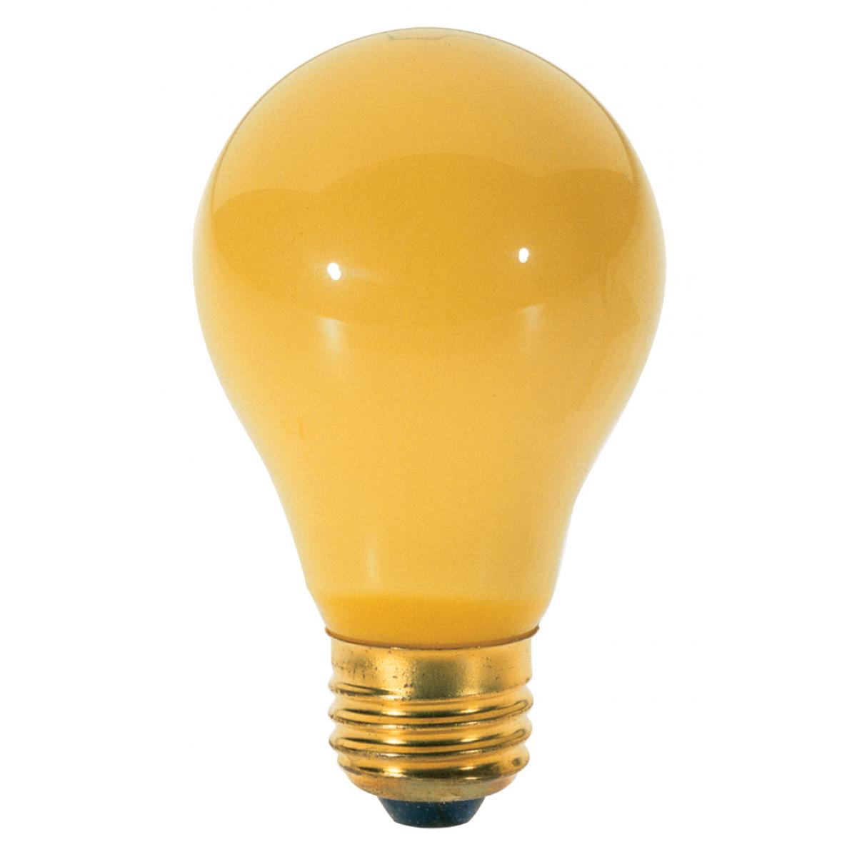 image of 100 Watt A19 Incandescent - Yellow - 2000 Average rated hours - Medium base - 130 Volt - 2/Pack
