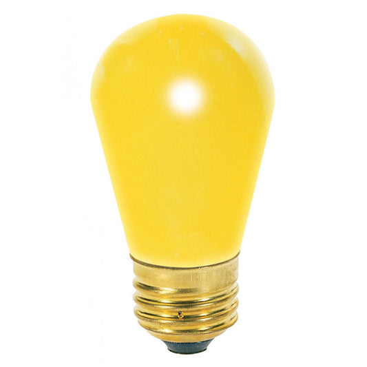 11 Watt S14 Incandescent - Ceramic Yellow - 2500 Average rated hours - Medium base - 130 Volt