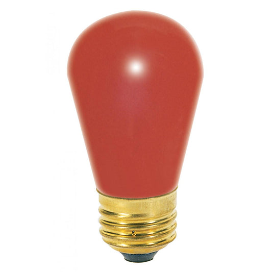 11 Watt S14 Incandescent - Ceramic Red - 2500 Average rated hours - Medium base - 130 Volt
