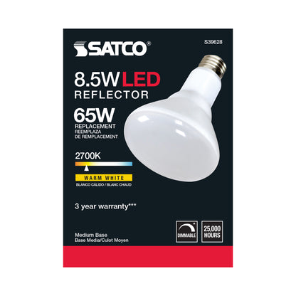 image of 8.5 Watt - BR30 LED - 2700K - 80 CRI - Medium Base - 120 Volts - Dimmable - 48-pack