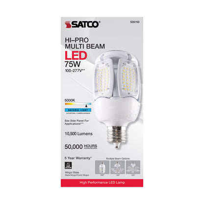 image of 75 Watt LED HID Replacement - 5000K - Mogul Extended base - Adjustable Beam Angle - Type B Ballast Bypass -100-277 Volt